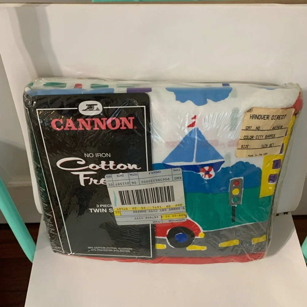 NWT Vintage Cannon City Shapes Twin Sheet Set